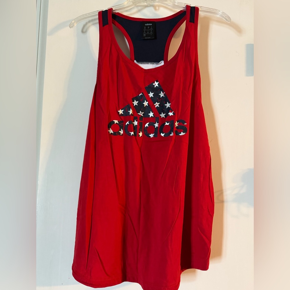 Adidas Red Tank Top with Star Logo
